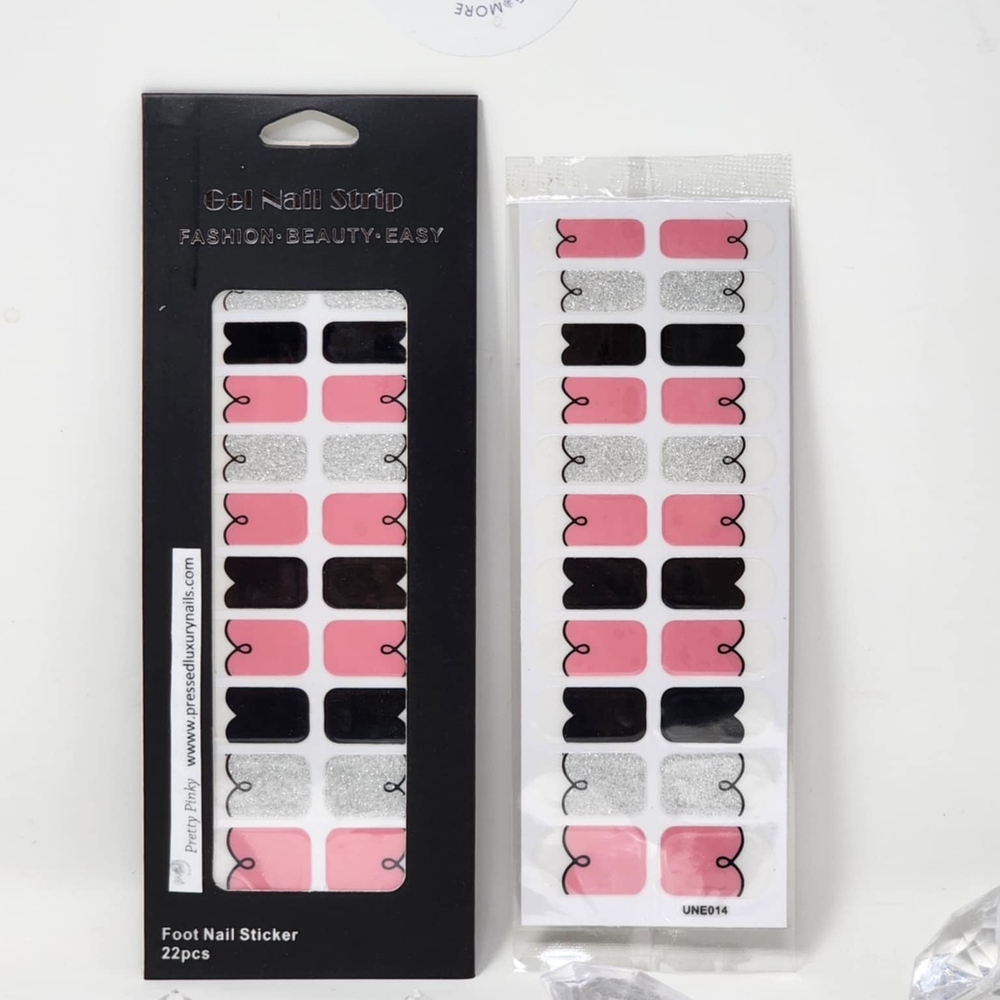3 PACK Pink and Black Nail Stickers